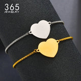 Personalized Heart Name Bracelet – Custom Engraved Stainless Steel ID Tag Jewelry