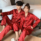 Men’s Solid Color Full Sleeve Pajama Set with Elastic Waist – Comfortable Loungewear for All Seasons
