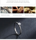 Anillo de dedo con circonita cúbica transparente y redondo de plata esterlina 925 de Modian: alianza de boda clásica para mujer, regalo de joyería fina