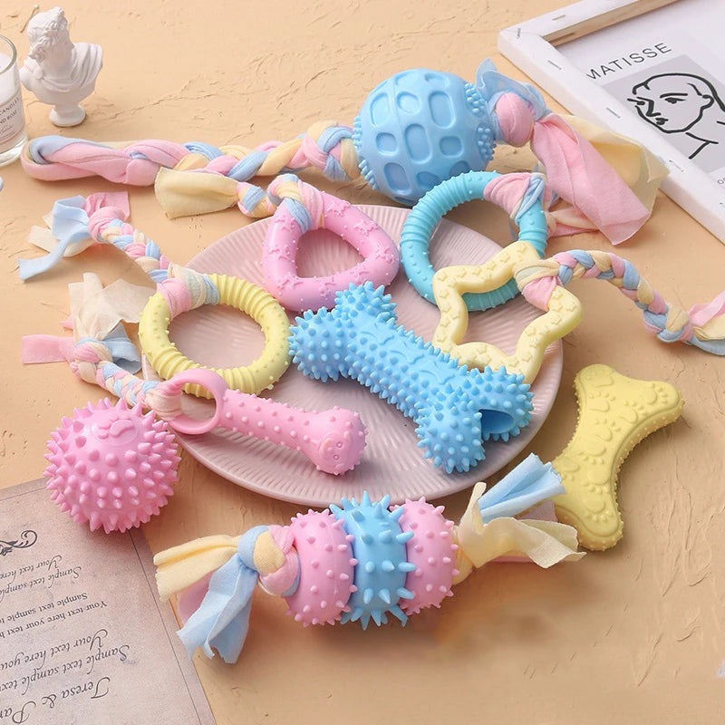 TPR Knot Dog Chew Toys - Bite-Resistant Dental Toys for Small Dogs (3-Pack)