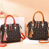 Stylish PU Leather Casual Tote Bag with Tassel Decoration for Women