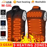 9-Zone Graphene Heated Vest - USB Electric Heating Jacket for Men & Women
