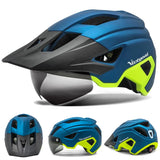 USB Rechargeable Bike Helmet with LED Light & Magnetic Goggles - 20-Vent Cycling Helmet