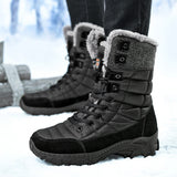 Men’s Winter Snow Boots – Waterproof Lace-Up Ankle Boots with Plush Lining for Cold Weather