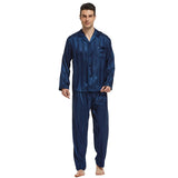 Men’s Silk Pajama Set – Full Sleeve Luxury Loungewear with Button Closure and Elastic Waist