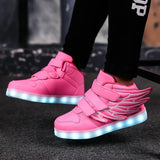 Kids' LED Light-Up Wing Sneakers – USB Rechargeable Luminous Shoes for Boys & Girls (Ages 3–12)