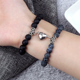 Magnetic Couple Bracelets Set - Natural Stone Heart Bead Lovers' Bracelets