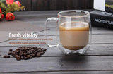 Taza de vidrio de doble pared resistente al calor: taza transparente hecha a mano para café, té y cerveza 