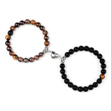 Magnetic Couple Bracelets Set - Natural Stone Heart Bead Lovers' Bracelets