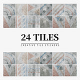 Juego de 24 pegatinas de azulejos de colores claros para pared, papel tapiz para renovación del hogar, cocina, baño, impermeables, autoadhesivas