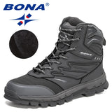 Men’s Winter Outdoor Leather Boots – Warm Plush Lined Lace-Up Ankle Footwear