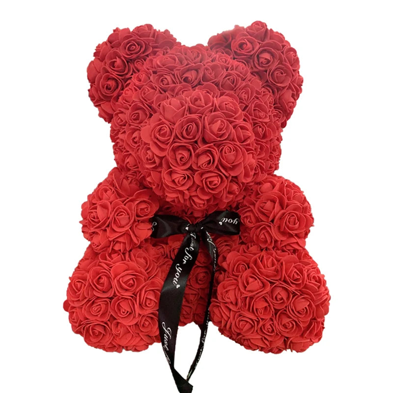 Osito de peluche rosa de 40 cm: regalo de flores artificiales hecho a mano para San Valentín, bodas y cumpleaños