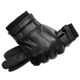 BISON DENIM Genuine Sheepskin Leather Men Gloves Autumn Winter Windproof Warm Flleece Touch Screen Full Finger Gloves for Men