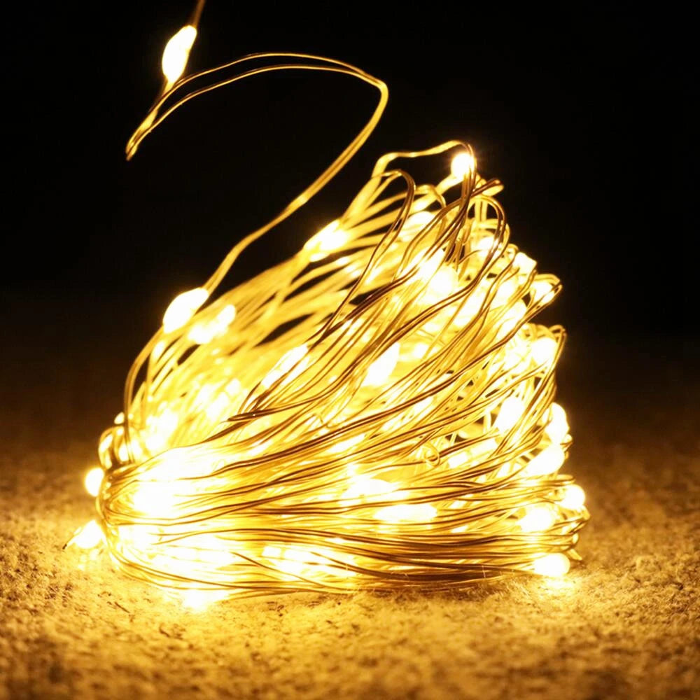 Battery-Powered LED Fairy Lights – 10M Copper Wire String Lights for Christmas, Bedroom & Party Decor