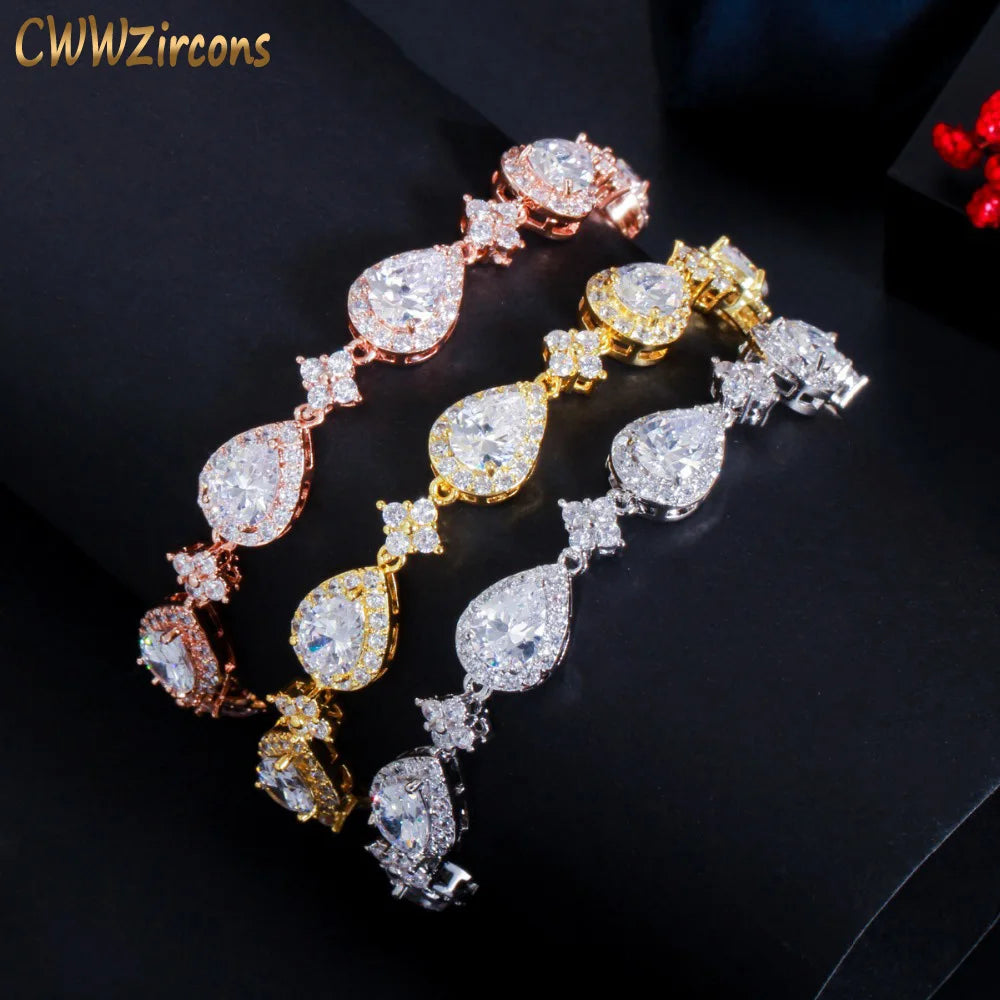 Elegant Water Drop Cubic Zirconia Tennis Bracelet for Women