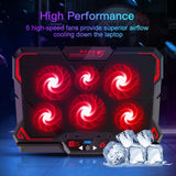 COOLCOLD 17-Inch Gaming Laptop Cooling Pad – Six Fans, LED Screen & Dual USB Ports