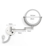 Wall-Mounted LED Makeup Mirror with 5X Magnification – Adjustable Touch Dimming Mirror