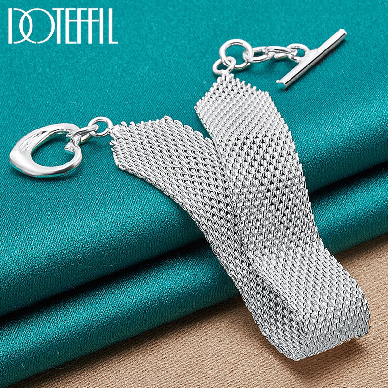 925 Sterling Silver Heart Link Wrap Bracelet for Couples & Weddings