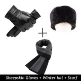 BISON DENIM Genuine Sheepskin Leather Men Gloves Autumn Winter Windproof Warm Flleece Touch Screen Full Finger Gloves for Men