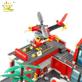 Fire Station Building Blocks Set – 756PCS Educational City Model with Truck & Helicopter for Kids