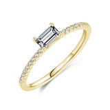 Square CZ Engagement Ring – Gold-Plated 925 Sterling Silver Wedding Band