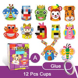 Kit de 12 manualidades con vasos de papel 3D hechos a mano: ¡juego de arte divertido y educativo para niños!