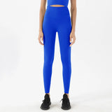 Women's High-Waist Nylon Yoga Leggings with Hidden Pocket
