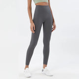 Women's High-Waist Nylon Yoga Leggings with Hidden Pocket