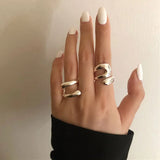 Minimalist Silver Geometric Ring – Elegant Hollow Design for Women