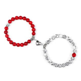 Magnetic Couple Bracelets Set - Natural Stone Heart Bead Lovers' Bracelets