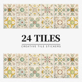 Juego de 24 pegatinas de azulejos de colores claros para pared, papel tapiz para renovación del hogar, cocina, baño, impermeables, autoadhesivas