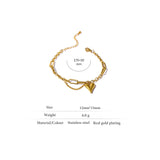 Pulsera con dije de corazón bañada en oro para mujer: cadena de eslabones de acero inoxidable moderna con cierre de langosta