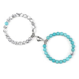 Magnetic Couple Bracelets Set - Natural Stone Heart Bead Lovers' Bracelets
