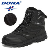Men’s Winter Outdoor Leather Boots – Warm Plush Lined Lace-Up Ankle Footwear