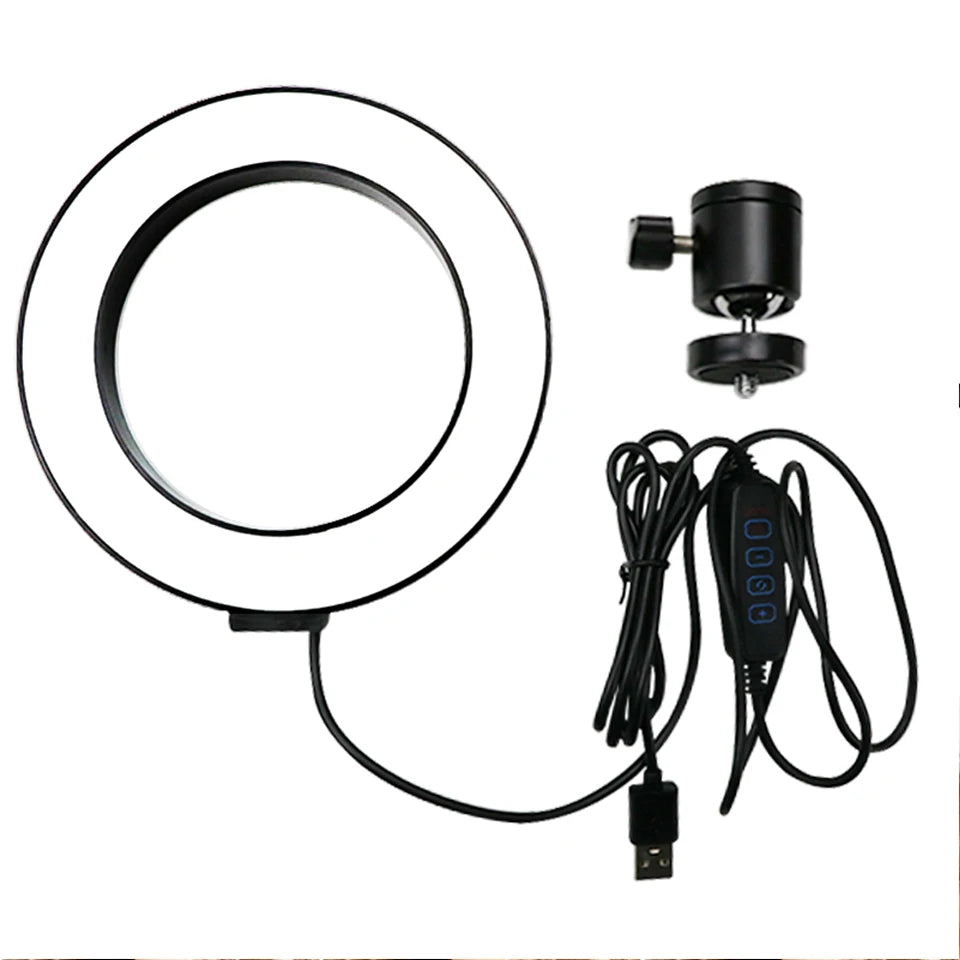 Anillo de luz USB de 6 pulgadas: LED regulable con trípode ajustable para fotografía, transmisión y maquillaje