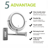 Adjustable Wall-Mounted LED Makeup Mirror with Multiple Magnifications