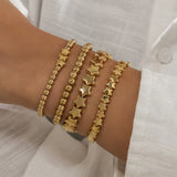 Boho Star Charm Bracelet Set - Gold & Silver Beaded Women's Jewelry
