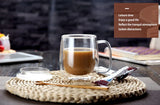 Taza de vidrio de doble pared resistente al calor: taza transparente hecha a mano para café, té y cerveza 