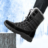 Men’s Winter Snow Boots – Waterproof Lace-Up Ankle Boots with Plush Lining for Cold Weather