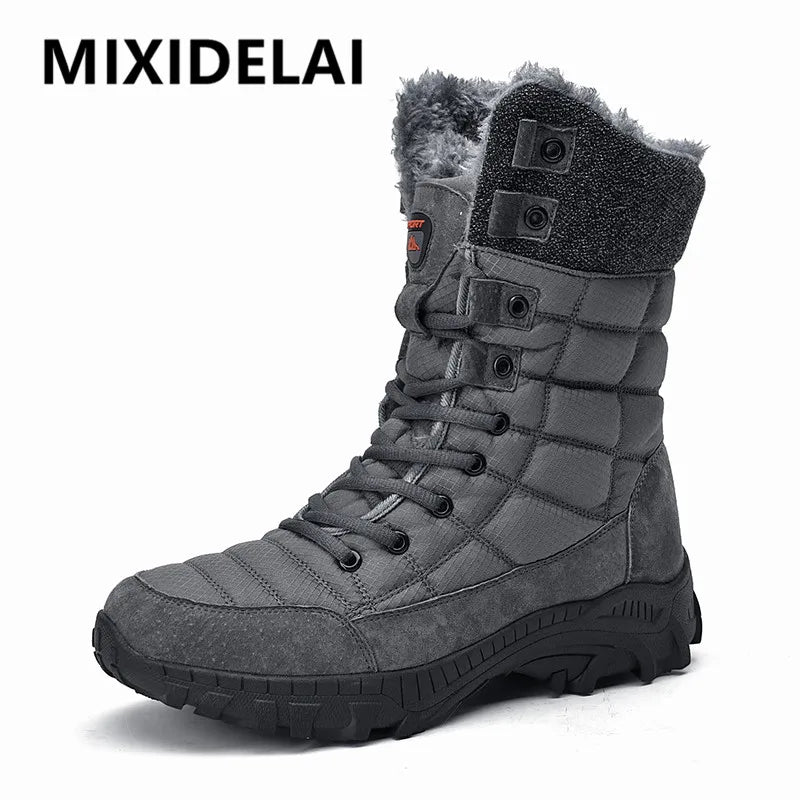 Men’s Winter Snow Boots – Waterproof Lace-Up Ankle Boots with Plush Lining for Cold Weather