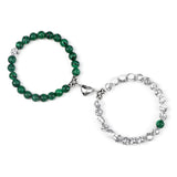 Magnetic Couple Bracelets Set - Natural Stone Heart Bead Lovers' Bracelets