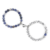 Magnetic Couple Bracelets Set - Natural Stone Heart Bead Lovers' Bracelets