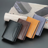 Slim RFID-Blocking Leather Wallet for Men – Compact Trifold Card Holder with Cash Pocket