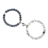 Magnetic Couple Bracelets Set - Natural Stone Heart Bead Lovers' Bracelets