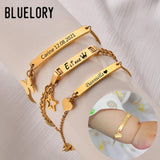 Custom Engraved Couple Name Bracelet – Romantic Stainless Steel Link Design