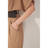 Pulsera con dije de corazón bañada en oro para mujer: cadena de eslabones de acero inoxidable moderna con cierre de langosta
