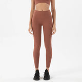 Women's High-Waist Nylon Yoga Leggings with Hidden Pocket