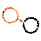 Magnetic Couple Bracelets Set - Natural Stone Heart Bead Lovers' Bracelets