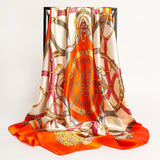 Luxury 90x90cm Silk Satin Square Scarf – Elegant Print Shawl & Headband