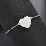 Personalized Heart Name Bracelet – Custom Engraved Stainless Steel ID Tag Jewelry
